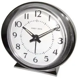 1964 Baby Ben Alarm Clock, Battery-Operated, Silver 1