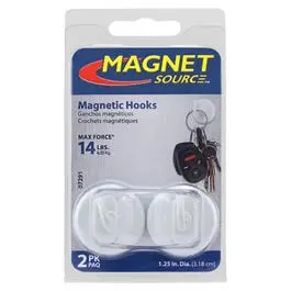 2-Piece White Magnetic Hooks - 14-Lb. Pull 1
