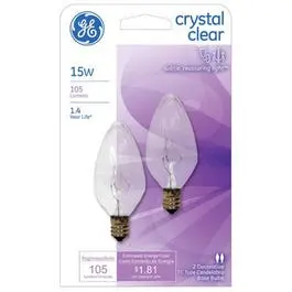 2-Pk., 15-Watt Clear Light Bulbs 1