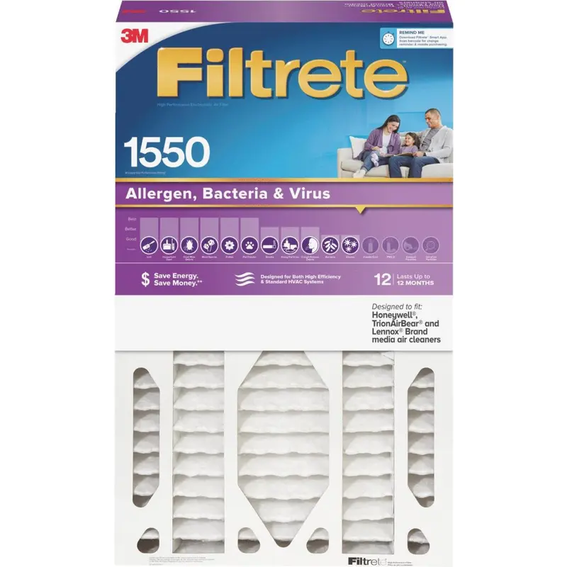 3M Filtrete 16 In. X 25 In. X 5 In. Allergen, Bacteria & Virus 1550 Mpr Deep Pleat Furnace Filter 1