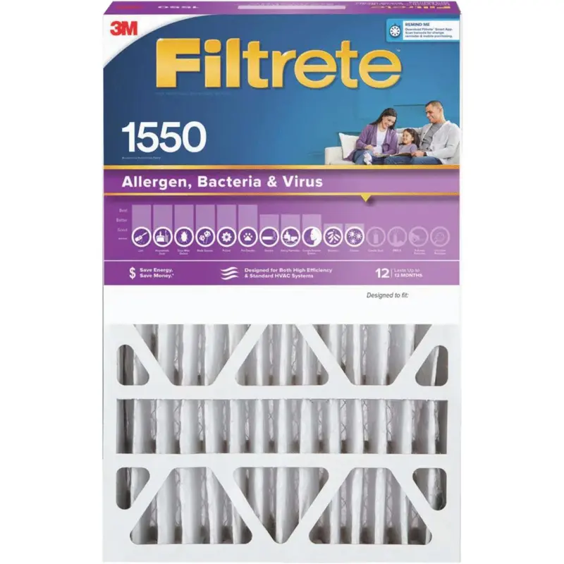 3M Filtrete 20 In. X 25 In. X 5 In. Allergen, Bacteria & Virus 1550 Mpr Deep Pleat Furnace Filter 1