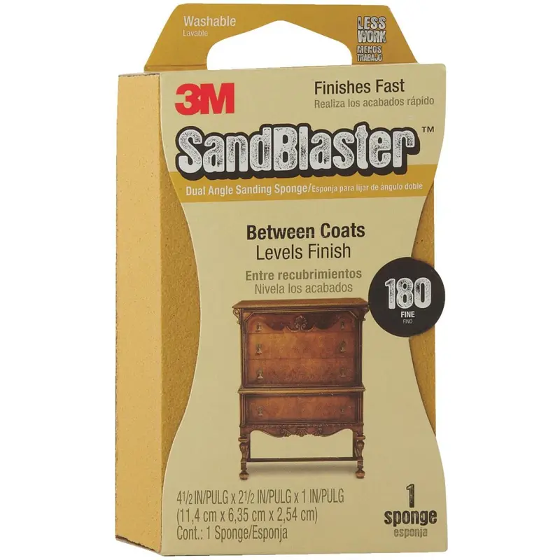 3M Sandblaster Dual Angle 2-1/2 In. X 4-1/2 In. X 1 In. 180 Grit Fine Sanding Sponge 1