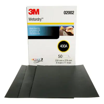 3M™ Wetordry™ Abrasive Sheet 413Q, 02002, 400, 9 In X 11 In, 50 Sheets Per Carton, 5 Cartons Per Case 1