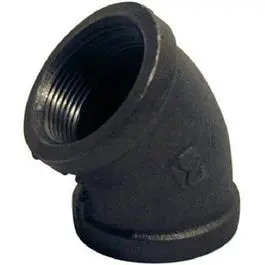 45-Degree Equal Elbow, Black, 1/2-In. 1