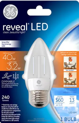 4W  Med Hd Led Reveal 40W Eq. 2-Pk 1