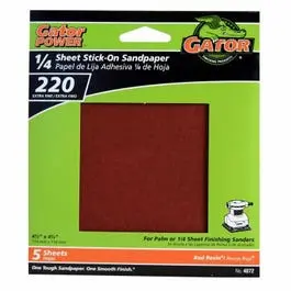 5-Pack 220-Grit 1/4-Sheet Stick-On Sandpaper 1