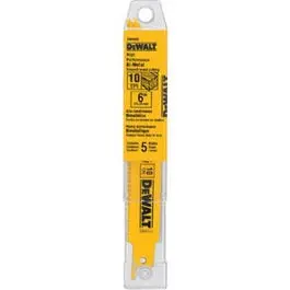 5-Pk., 6-In. 10-Tpi Bi-Metal Reciprocating Saw Blade 1