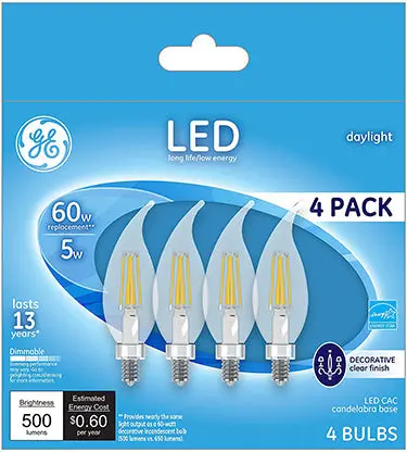5W Candelabra Cac Daylight Led 4Pk 1
