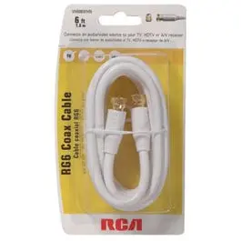 6-Ft. White Rg6 Coaxial Cable With "F" Connectors 1