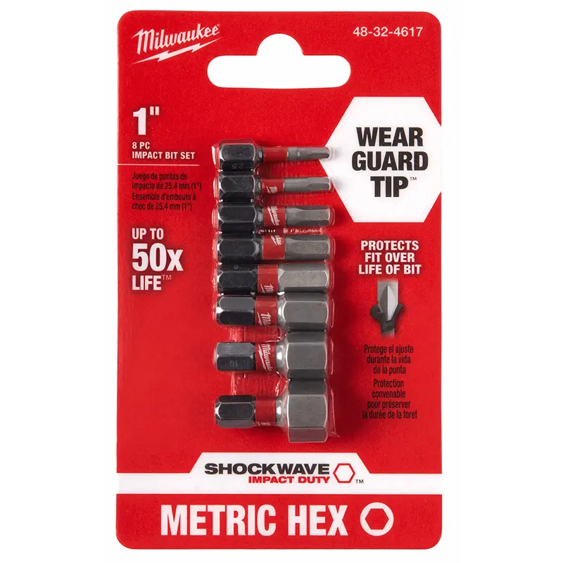 8-Piece Shockwave™ 1 In. Impact Metric Hex Insert Bit Set 3Pk 1