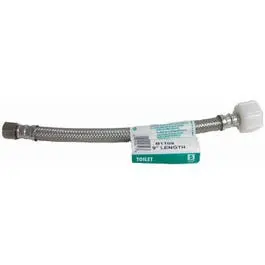 9-In. Toilet Connector, Braided Stainless Steel, 3/8 Compression X 7/8-In. Female Ballcock Thread 1
