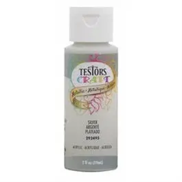 Acrylic Craft Paint, Silver Metallic, 2-Oz. 1