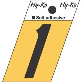 Address Numbers, "1", Angle-Cut, Black/Gold Aluminum, Adhesive, 1.5-In. 1
