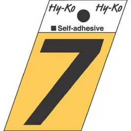 Address Numbers, "7", Angle-Cut, Black/Gold Aluminum, Adhesive, 1.5-In. 1