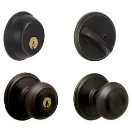 Aged Bronze Georgian Design Combination Keyed Entry Lockset And Deadbolt 1