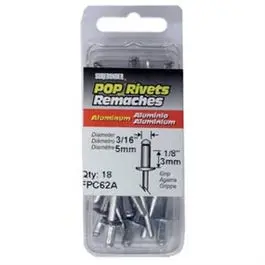 Aluminum Rivets, Short, 3/16-In. Dia., 18-Pk. 1