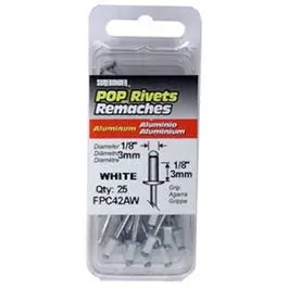 Aluminum Rivets, Short, White, 1/8-In. Dia., 25-Pk. 1