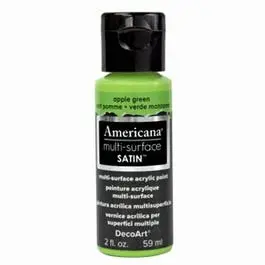 Americana Multi Surface Craft Paint, Satin, Apple Green, 2-Oz. 1