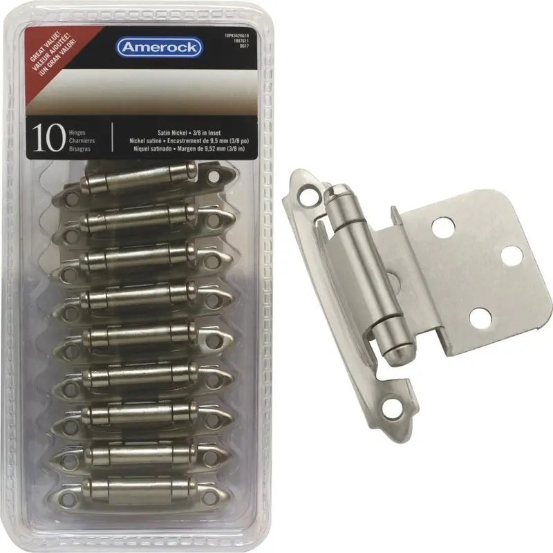 Amerock Satin Nickel 2 In. W X 2-3/4 In. L Self-Closing Inset Hinge (10-Pack) 1