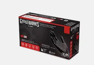 Ammex Gloveworks® Black Nitrile Industrial Gloves Latex Free 1