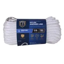 Anchor Rope, Double Diamond Braided, White, 3/8-In. X 50-Ft. 1