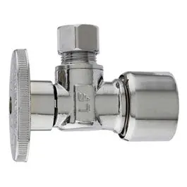 Angle Supply Stop Push Fit Valve, Chrome, 5/8-In. O.D. Quick Lock X 3/8-In. O.D. Compression 1