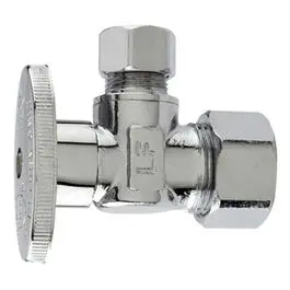 Angle Supply Stop Valve, Chrome. 5/8-In. O.D. Compression X 3/8-In. O.D. Compression 1