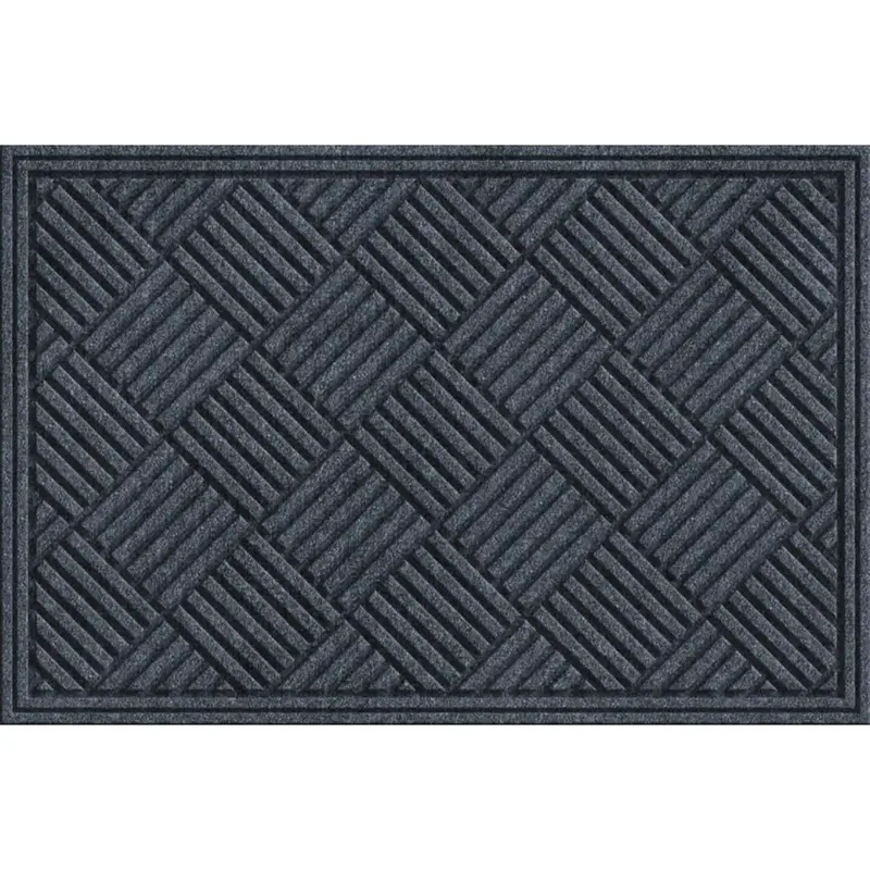 Apache Textures Smoke 24 In. X 36 In. Carpet/Recycled Rubber Door Mat 1