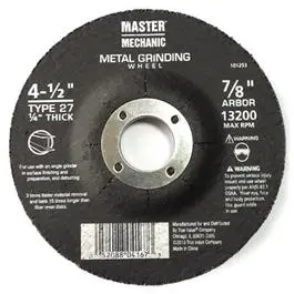 Arbor Metal Depressed Center Grinding Wheel, 4.5 X 0.25 X 7/8-In. 1