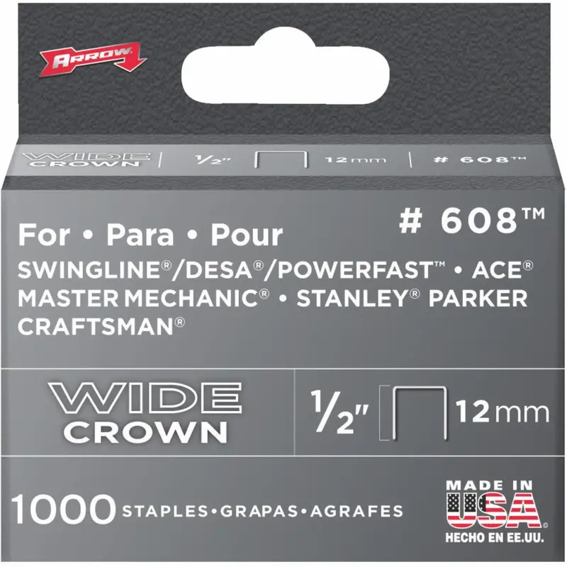 Arrow Heavy-Duty Wide Crown Staple, 1/2 In. (1000-Pack) 1