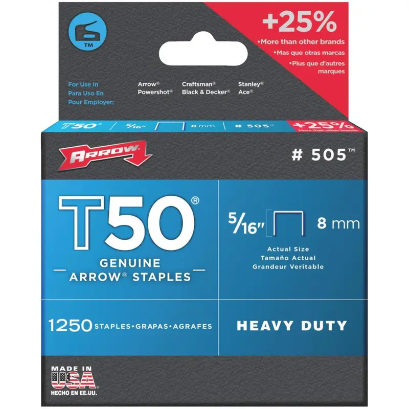 Arrow T50 Heavy-Duty Staple, 5/16 In. (1250-Pack) 1