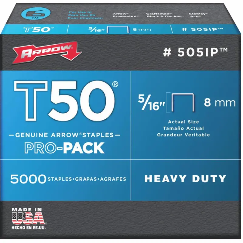 Arrow T50 Pro-Pack Heavy-Duty Staple, 5/16 In. (5000-Pack) 1