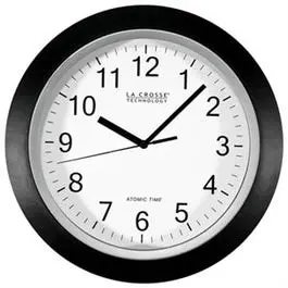 Atomic Analog Wall Clock, Black Plastic Frame, 12-In. 1