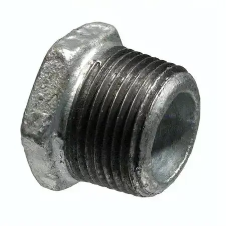 B & K Industries Galvanized Hex Bushing 150# Malleable Iron Threaded Fittings 1/2" X 1/4" 1