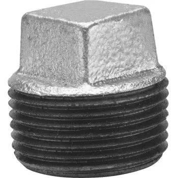 B & K Industries Galvanized Square Head Plug 150# Malleable Iron Threaded Fittings 1" 1