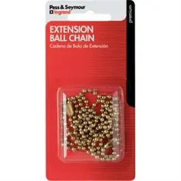 Beaded Extension Chain With End Bell & Connector, Brass Finish, 3-Ft. 1