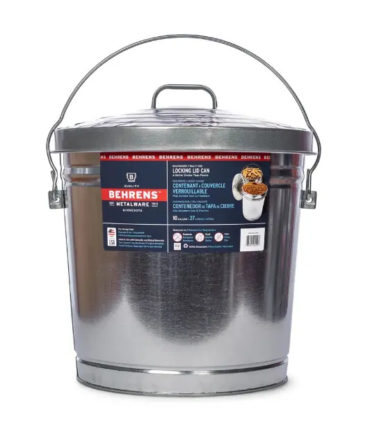 Behrens Galvanized Steel Locking Lid Trash Can With Lid 1