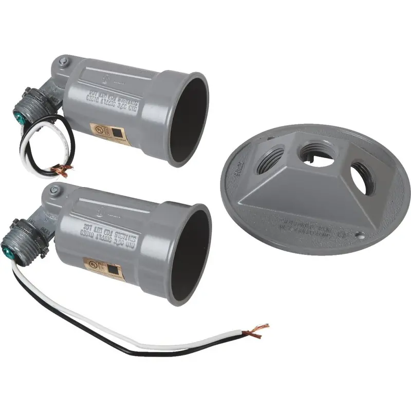 Bell 150W Aluminum 2-Bulb Weatherproof Outdoor Lampholder With Round Cover 1