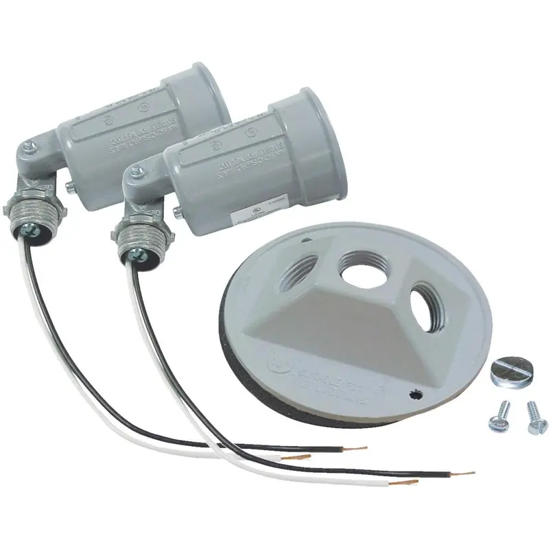 Bell 150W Aluminum Round Double Gray Weatherproof Outdoor Lampholder With Cover, Carded 1