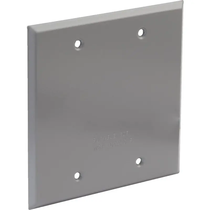 Bell 2-Gang Rectangular Aluminum Gray Blank Weatherproof Outdoor Box Cover 1