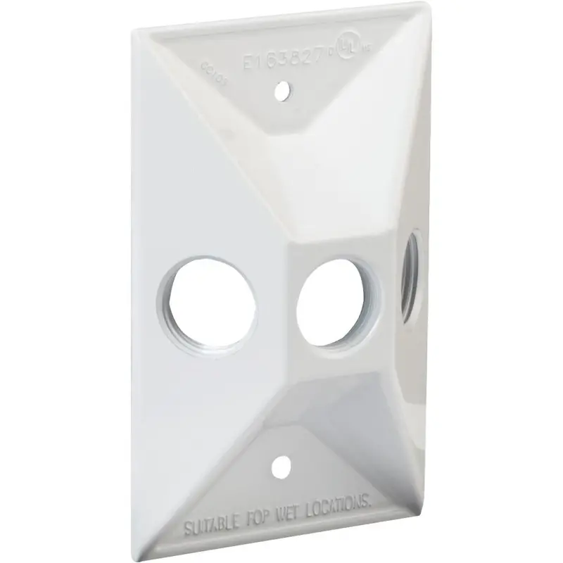 Bell 3-Outlet Rectangular Zinc White Cluster Weatherproof Electrical Outdoor Box Cover, Shrink Wrapped 1