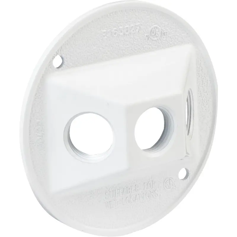 Bell 3-Outlet Round Corrosion Resistant Zinc White Weatherproof Outdoor Box Cover 1
