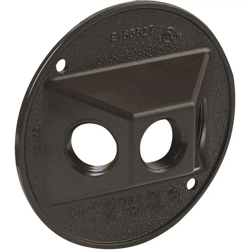 Bell 3-Outlet Round Zinc Bronze Cluster Weatherproof Outdoor Box Cover, Shrink Wrapped 1