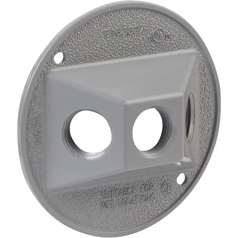 Bell 3-Outlet Round Zinc Gray Cluster Weatherproof Outdoor Box Cover, Shrink Wrapped 1