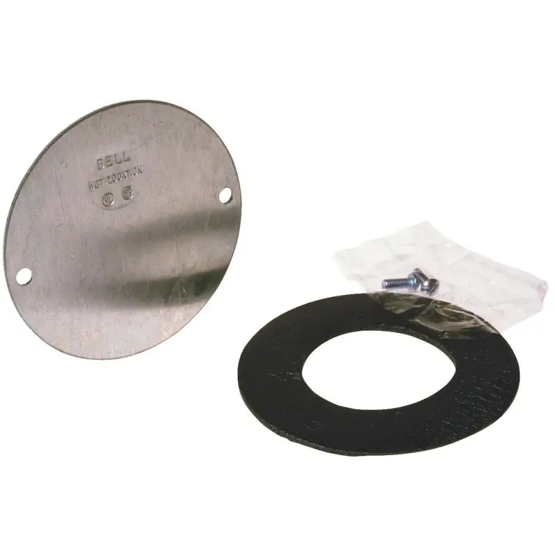 Bell 4 In. Blank Gray Aluminum Weatherproof Electrical Round Box Cover 1
