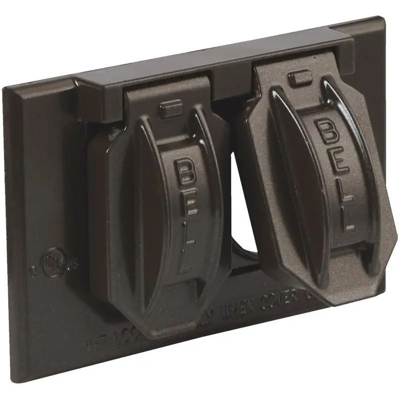 Bell Horizontal Mount Duplex Aluminum Bronze Weatherproof Outdoor Outlet Cover 1