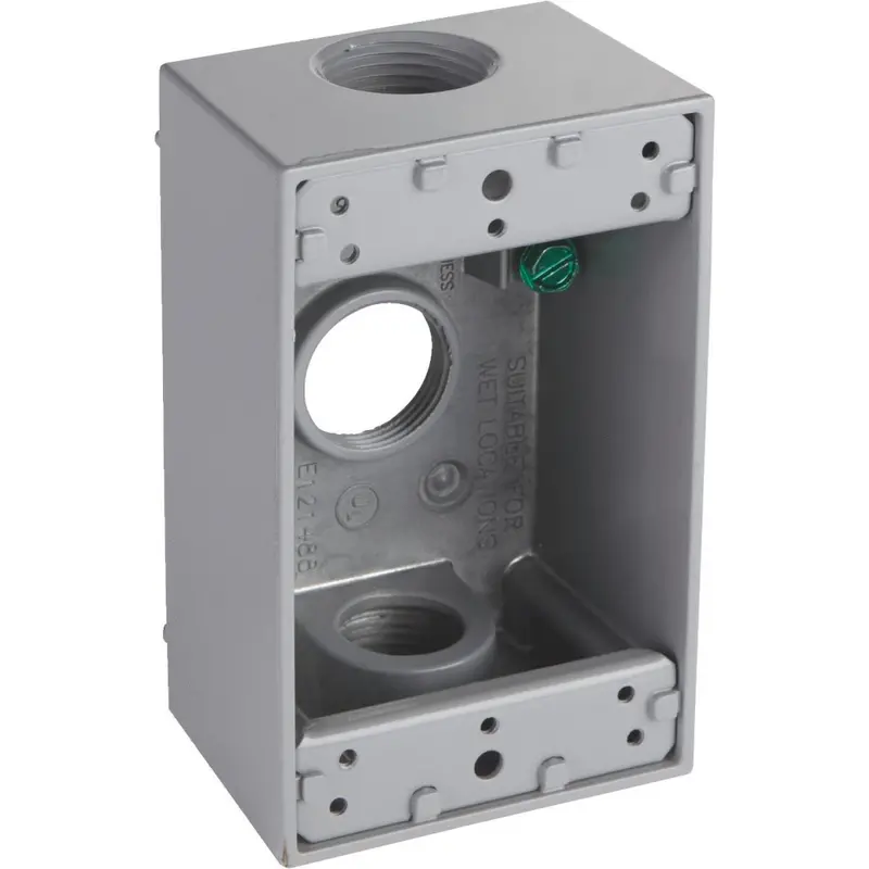 Bell Single Gang 3/4 In. 3-Outlet Gray Aluminum Weatherproof Outdoor Outlet Box 1