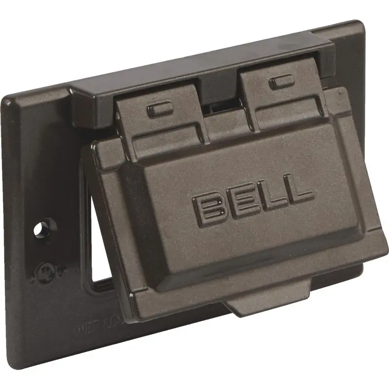 Bell Single Gang Rectangular Aluminum Bronze Gfci Outdoor Box Cover 1