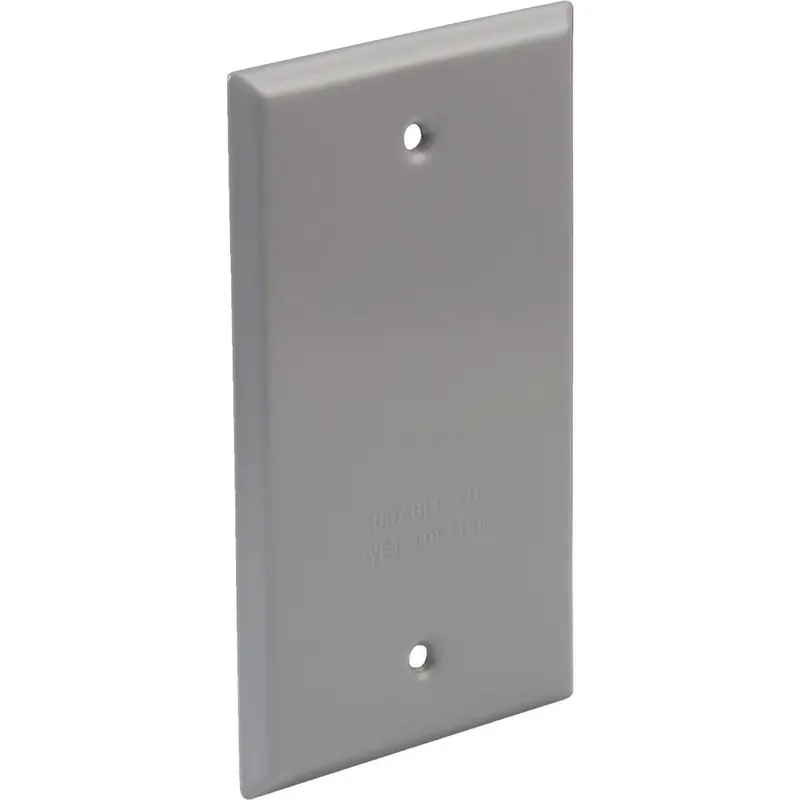 Bell Single Gang Rectangular Aluminum Gray Blank Weatherproof Outdoor Box Cover, Shrink Wrapped 1