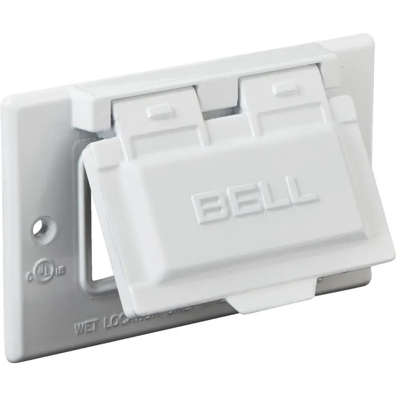 Bell Single Gang Rectangular Aluminum White Gfci Outdoor Box Cover 1